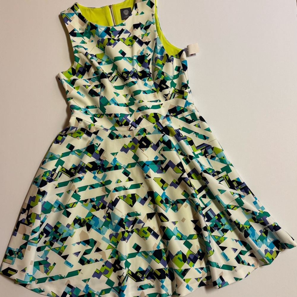 Vince Camuto Dress in Blue, Green, and Cream